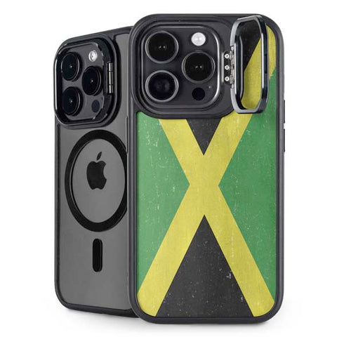 Jamaica Flag Distressed iPhone 14 Pro Max Kickstand Case